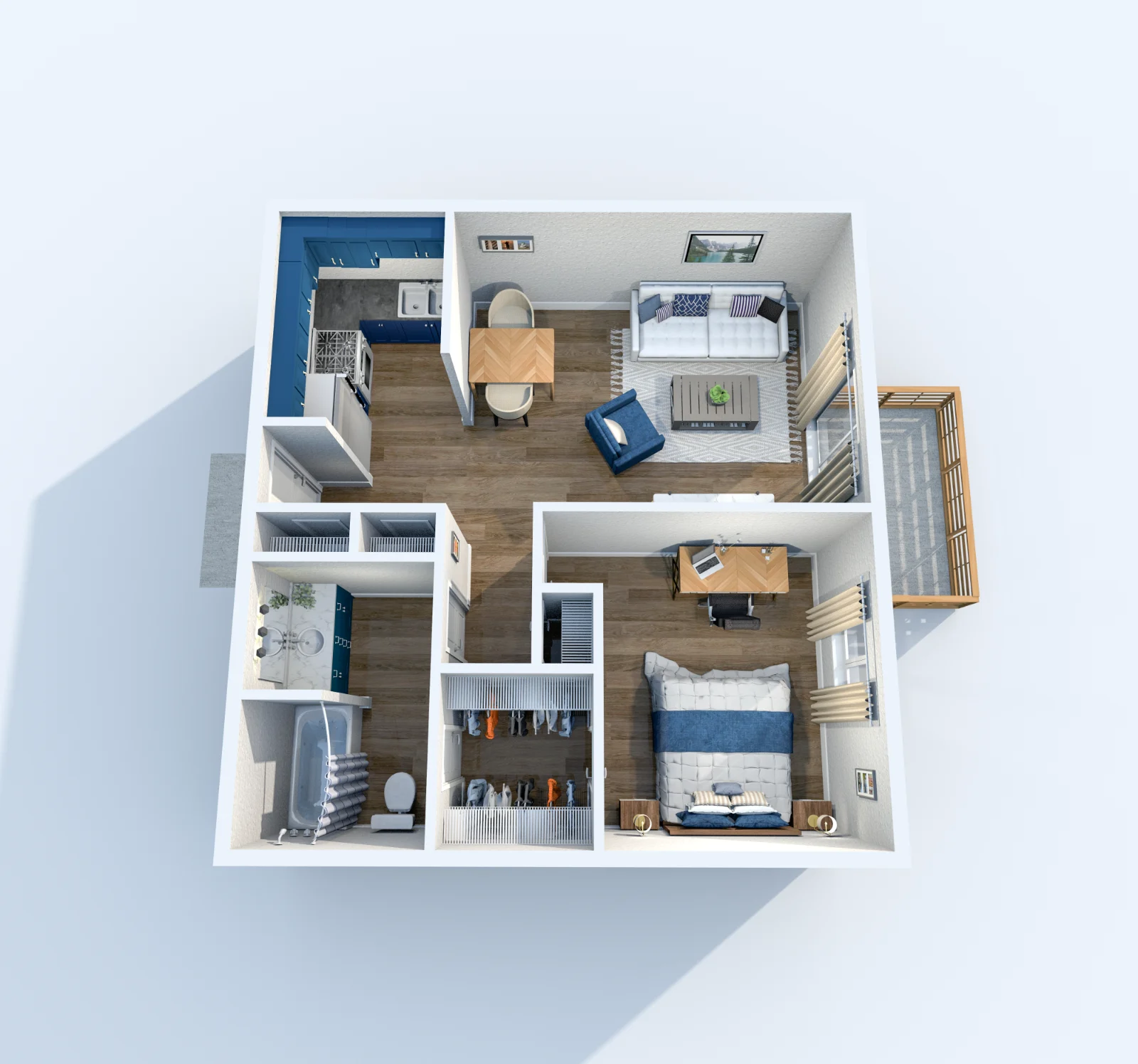Blue Note — floor plan, Plan A1 · 1 bed · 1 bath · 700 sq ft