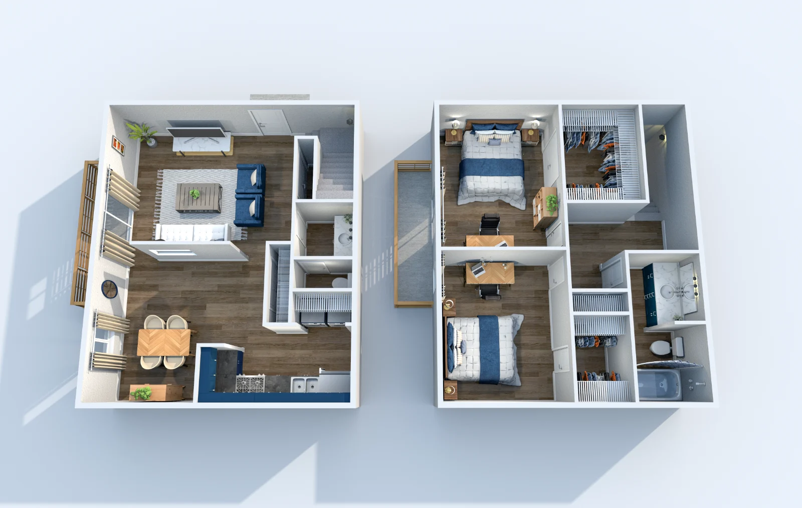 Blue Note — floor plan, Plan B2 · 2 bed · 1.5 baths · 1,250 sq ft