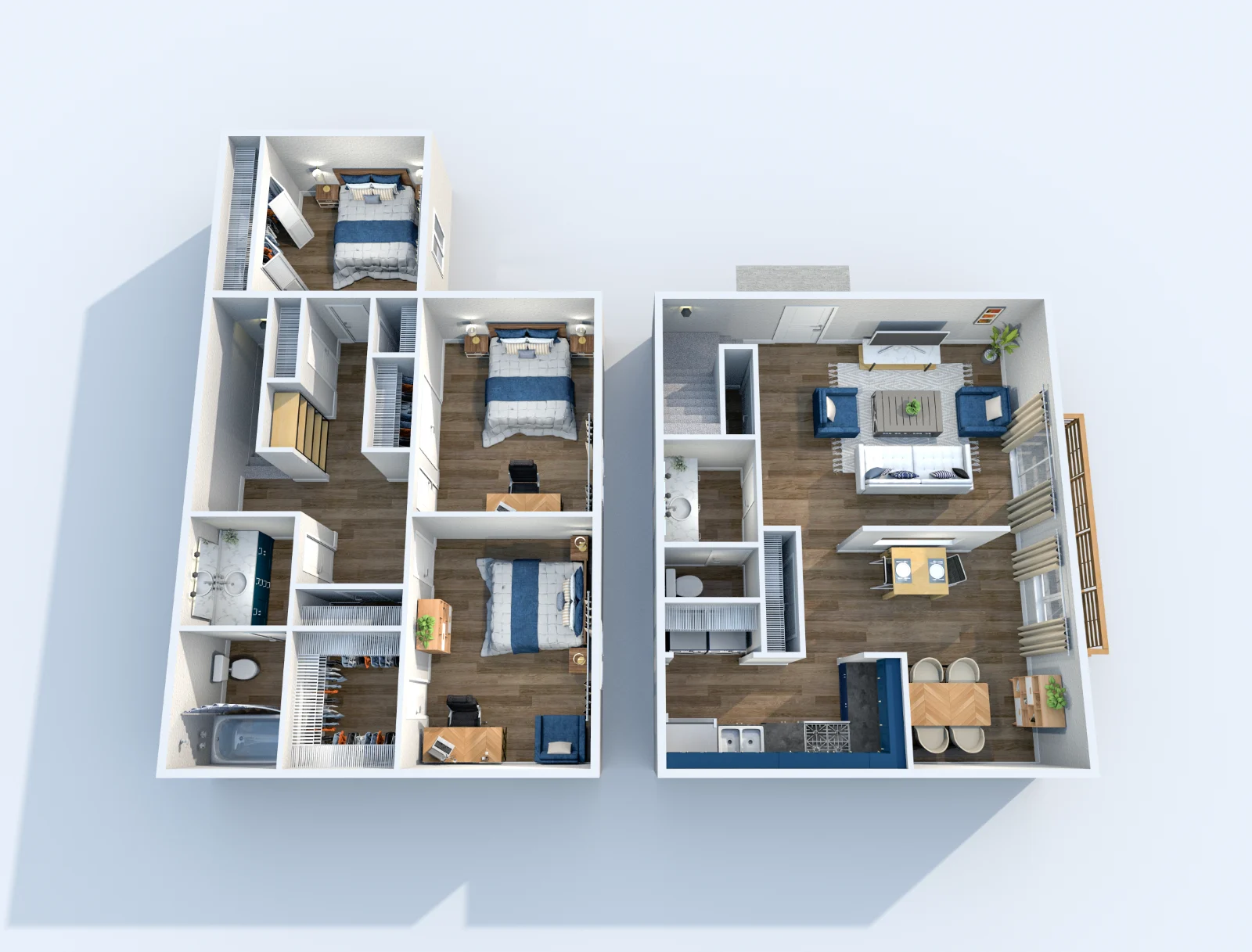 Blue Note — floor plan, Plan C1 · 3 bed · 1.5 baths · 1,400 sq ft